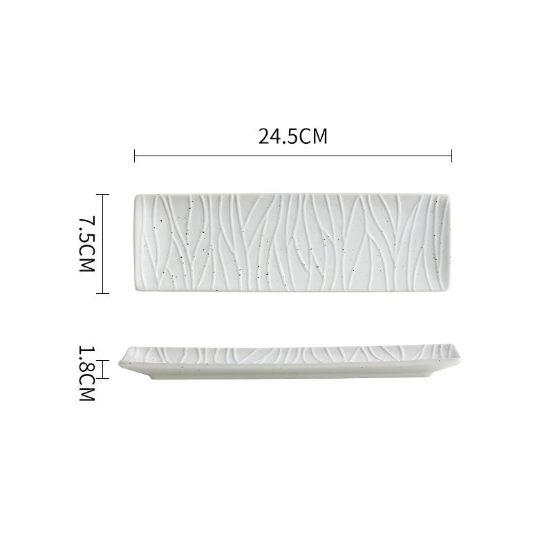 Plat japonais rectangulaire en céramique – Style artisanal pour sushi et repas