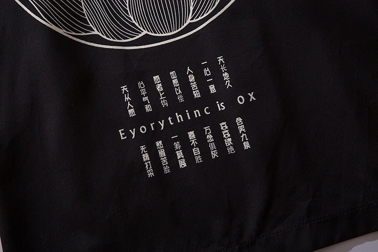 Kimono japonais noir « Lotus » – Style streetwear unisexe