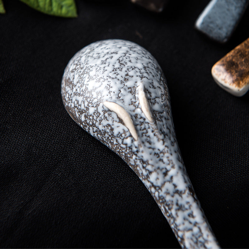 Cuillère Japonaise en Céramique Émaillée – Style Wabi Sabi