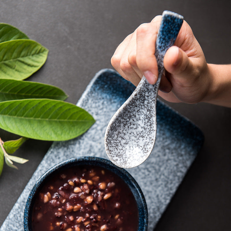 Cuillère Japonaise en Céramique Émaillée – Style Wabi Sabi