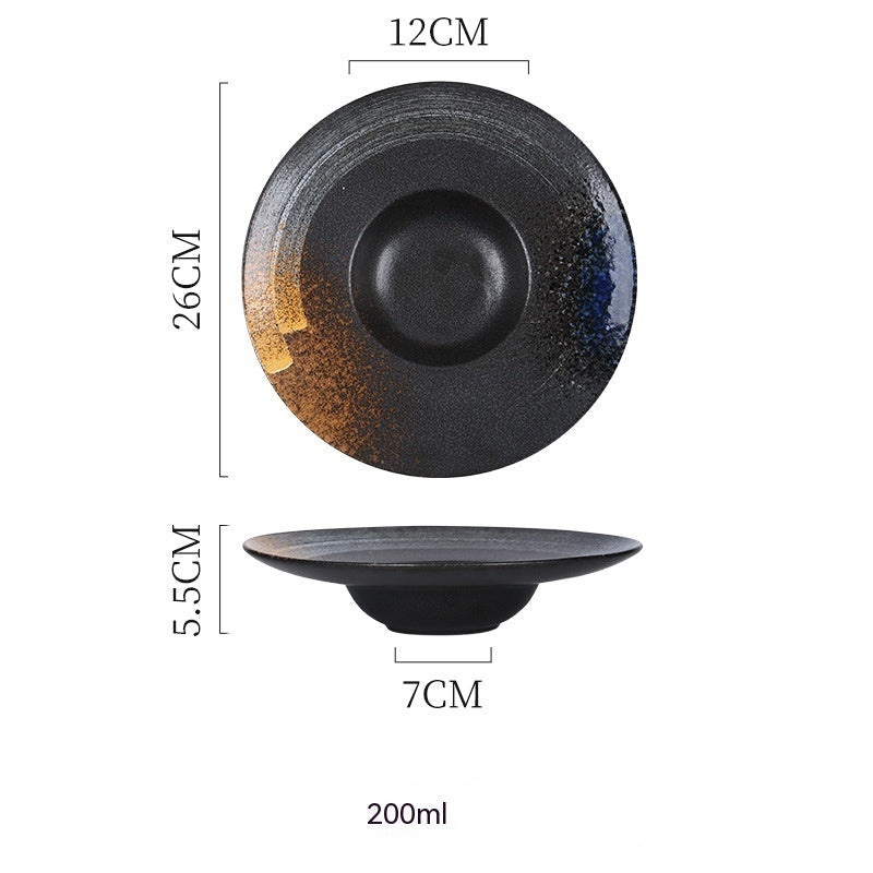 Assiette japonaise creuse en céramique – Collection artisanale “Chapeau de Paille”