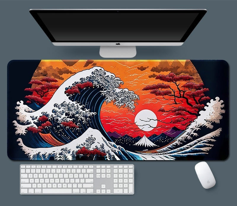 Tapis de bureau japonais – Vague d’Hokusai moderne