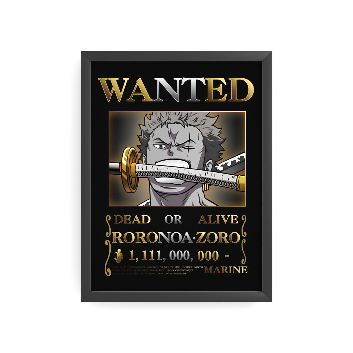 Affiche Wanted — Roronoa Zoro