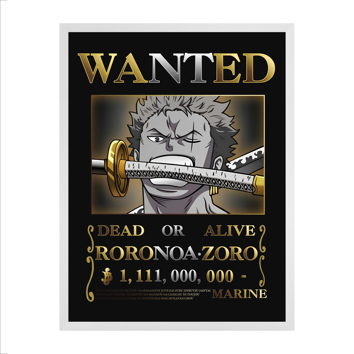 Affiche Wanted — Roronoa Zoro