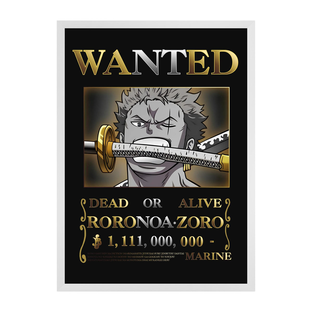 Affiche Wanted — Roronoa Zoro