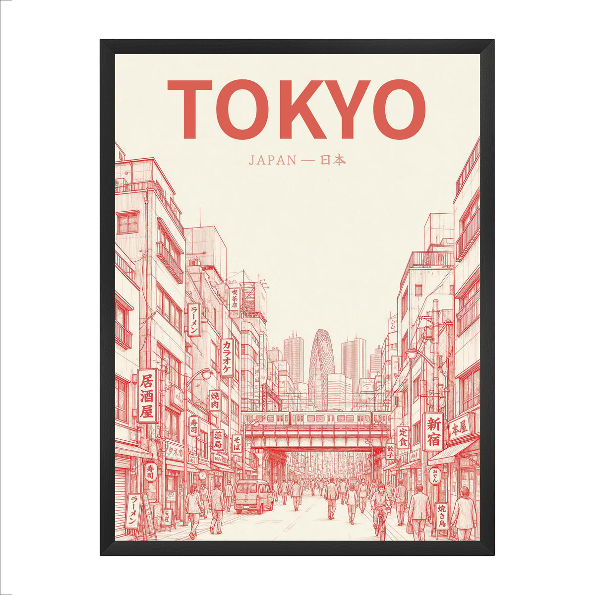 Tokyo red 30x40 cadre noir