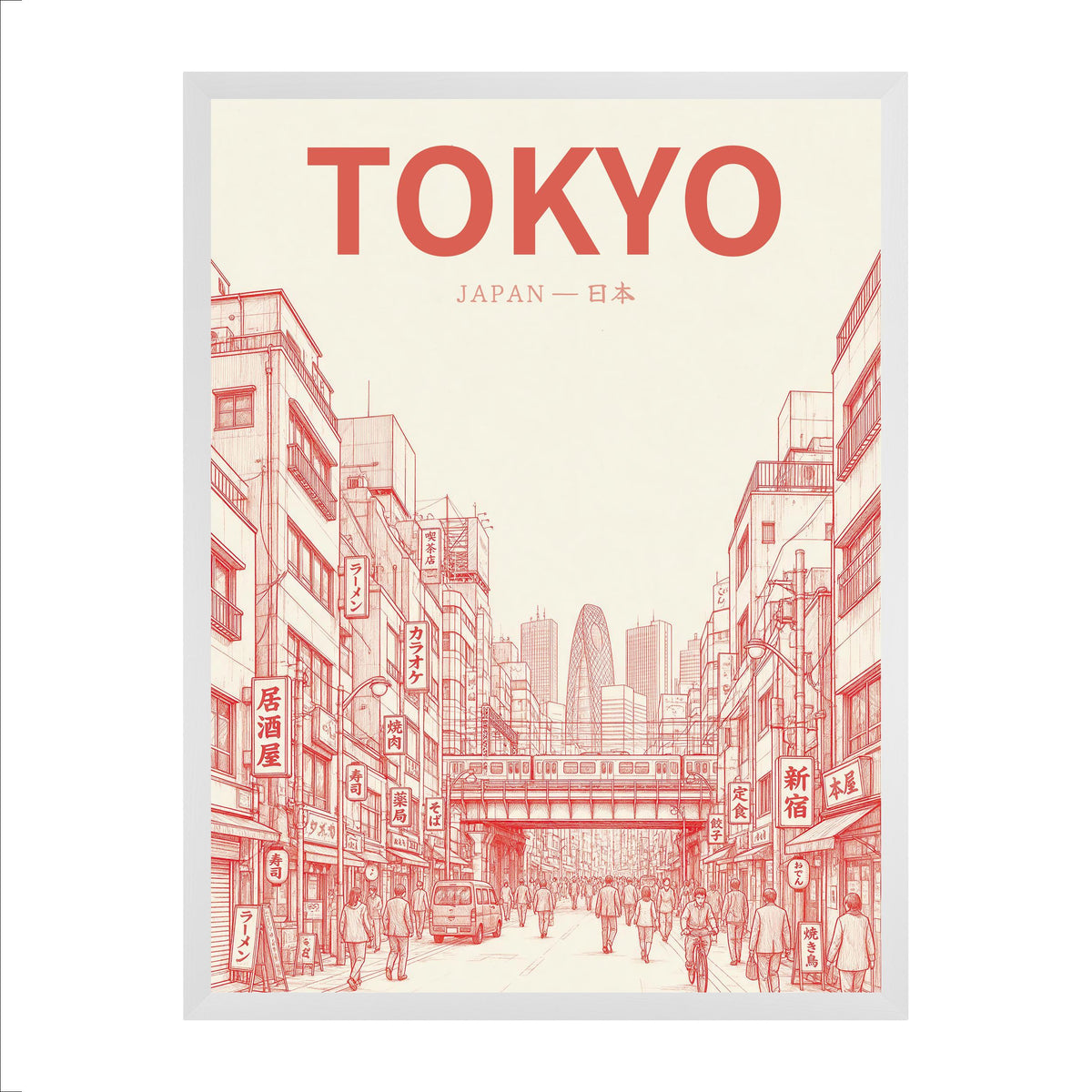 Tokyo red 30x40 cadre blanc