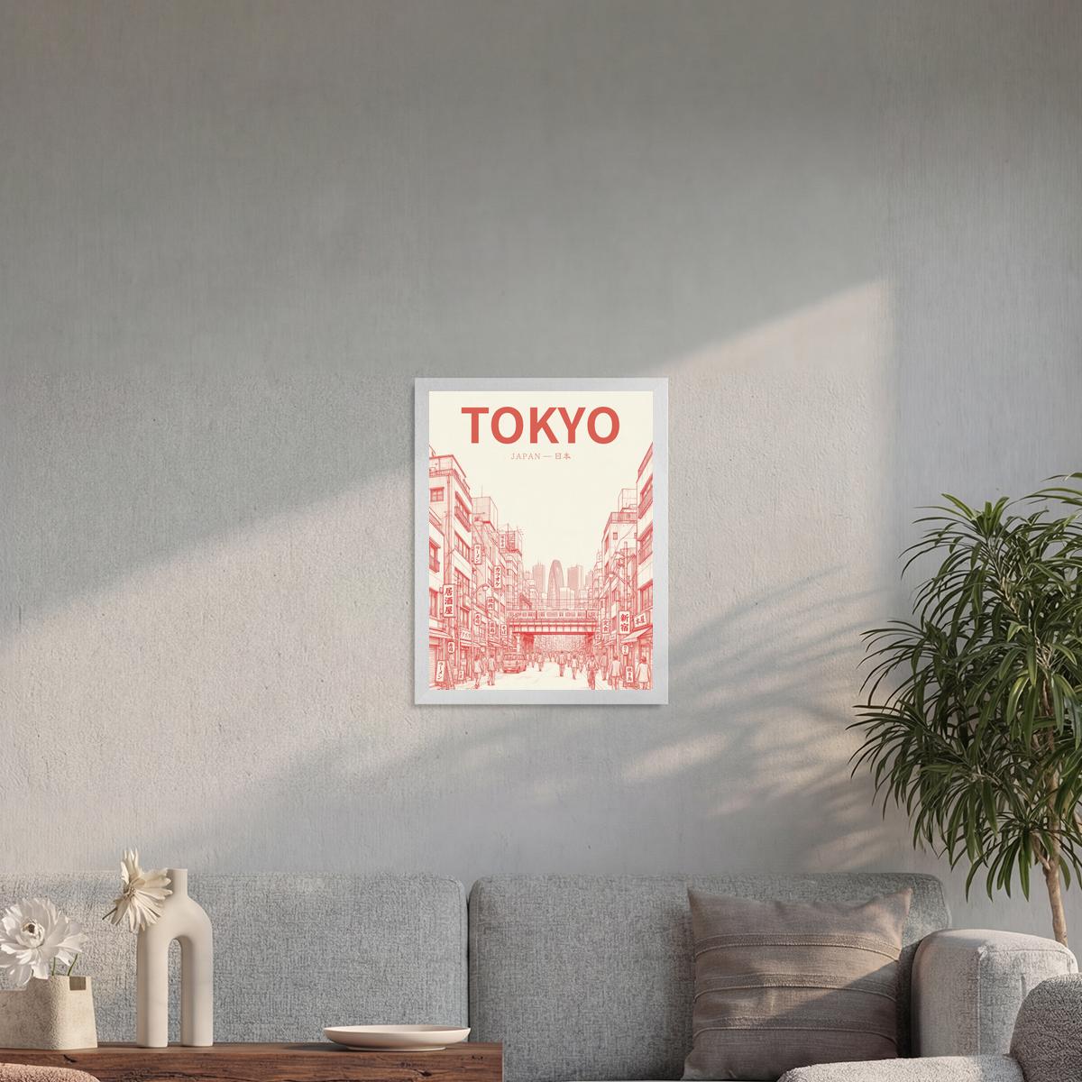 Tokyo red 30x40 cadre blanc