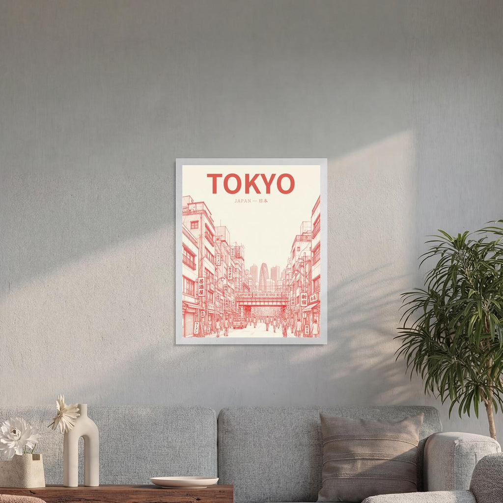 Tokyo red 40x50 cadre blanc