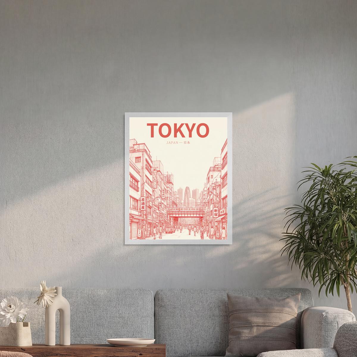 Tokyo red 40x50 cadre blanc