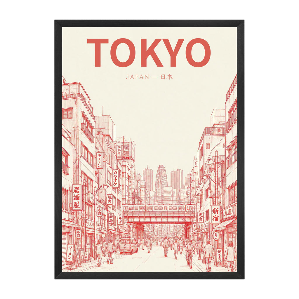Tokyo red 50x70 cadre noir