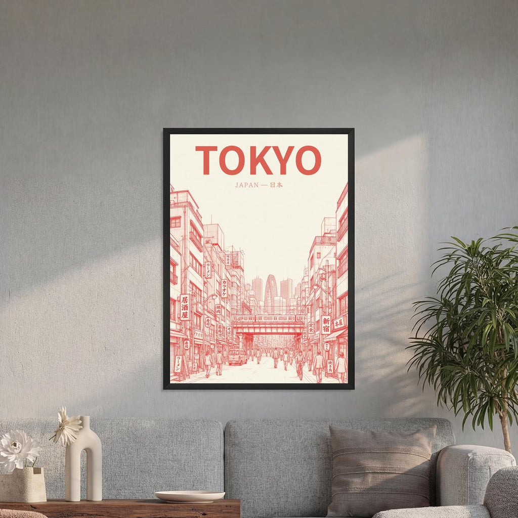 Tokyo red 50x70 cadre noir