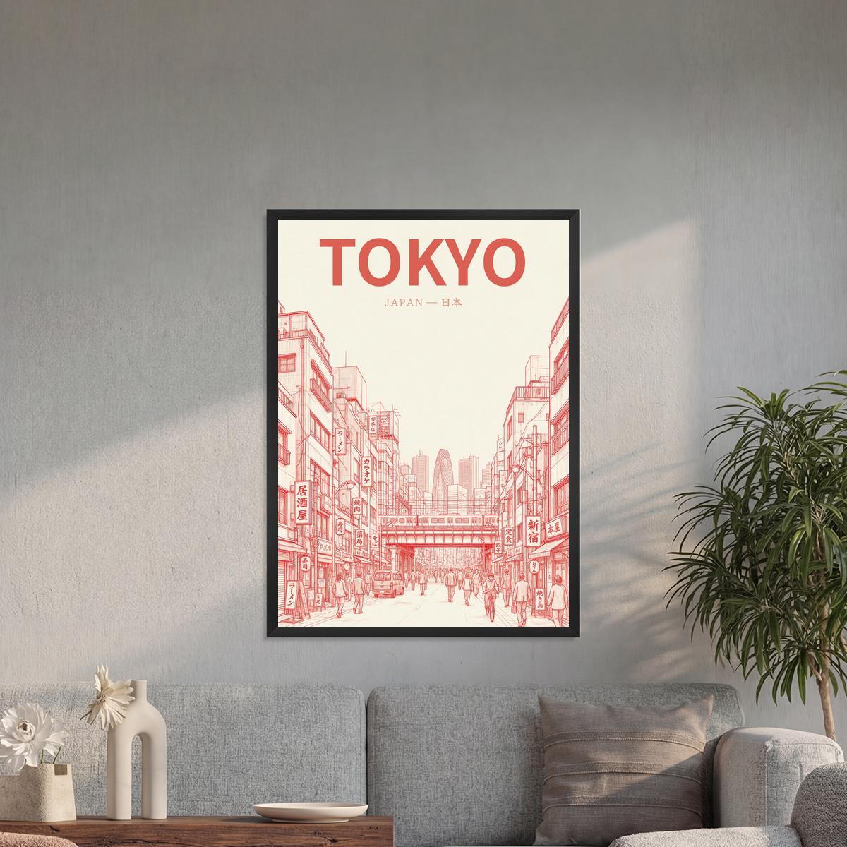 Tokyo red 50x70 cadre noir