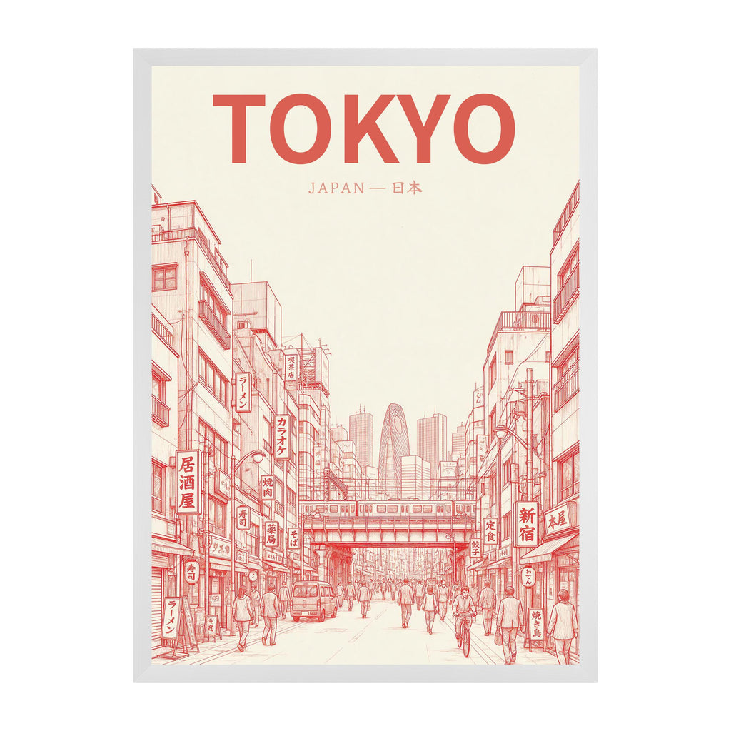 Tokyo red 50x70 cadre blanc