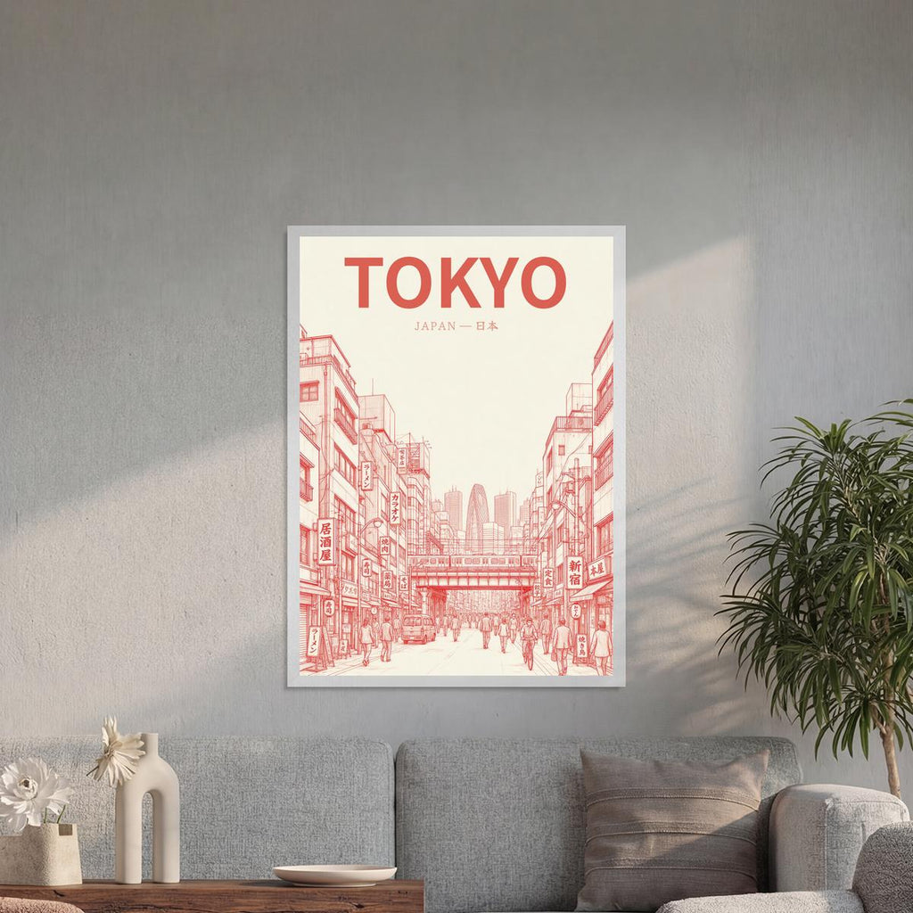 Tokyo red 50x70 cadre blanc