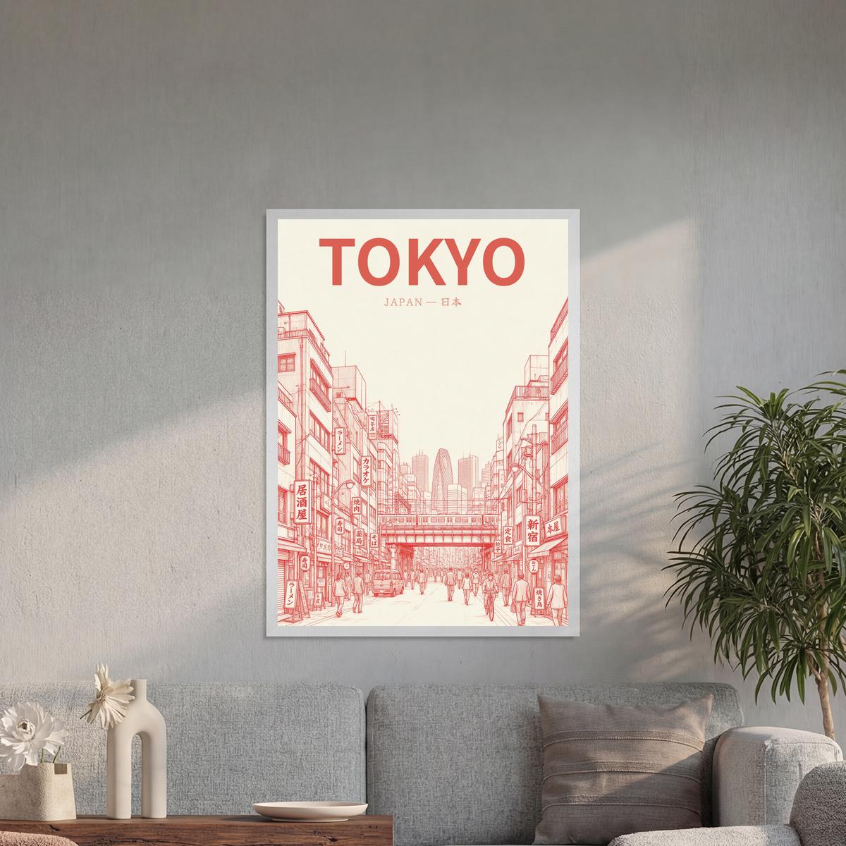 Tokyo red 50x70 cadre blanc