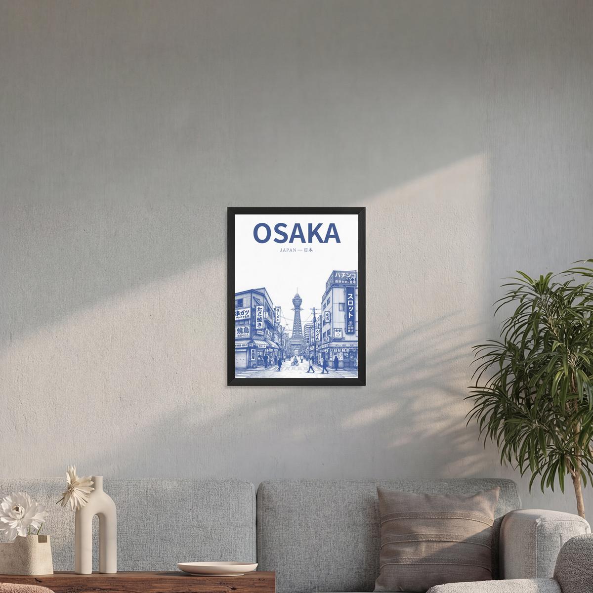 Osaka blue 30x40 cadre noir