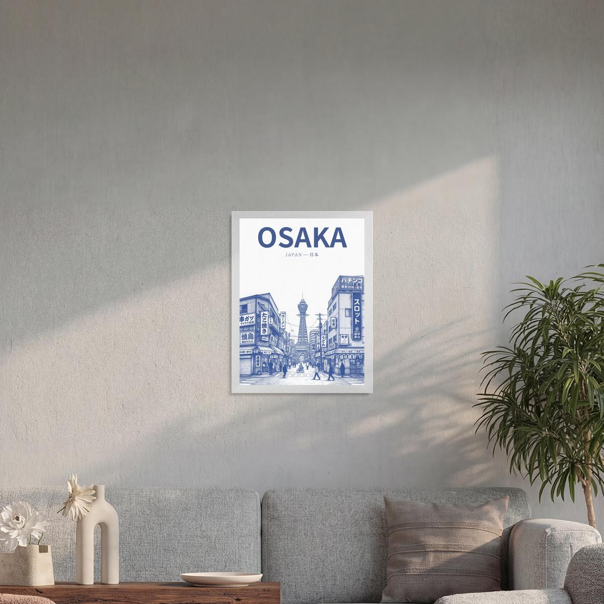 Osaka blue 30x40 cadre blanc