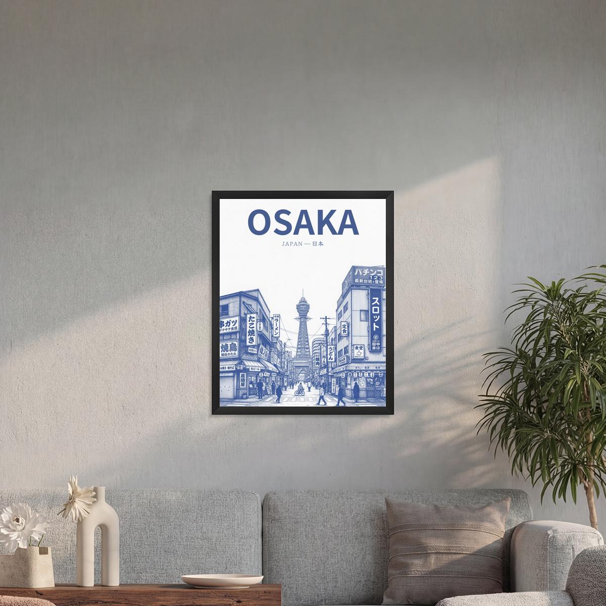 Osaka blue 40x50 cadre noir