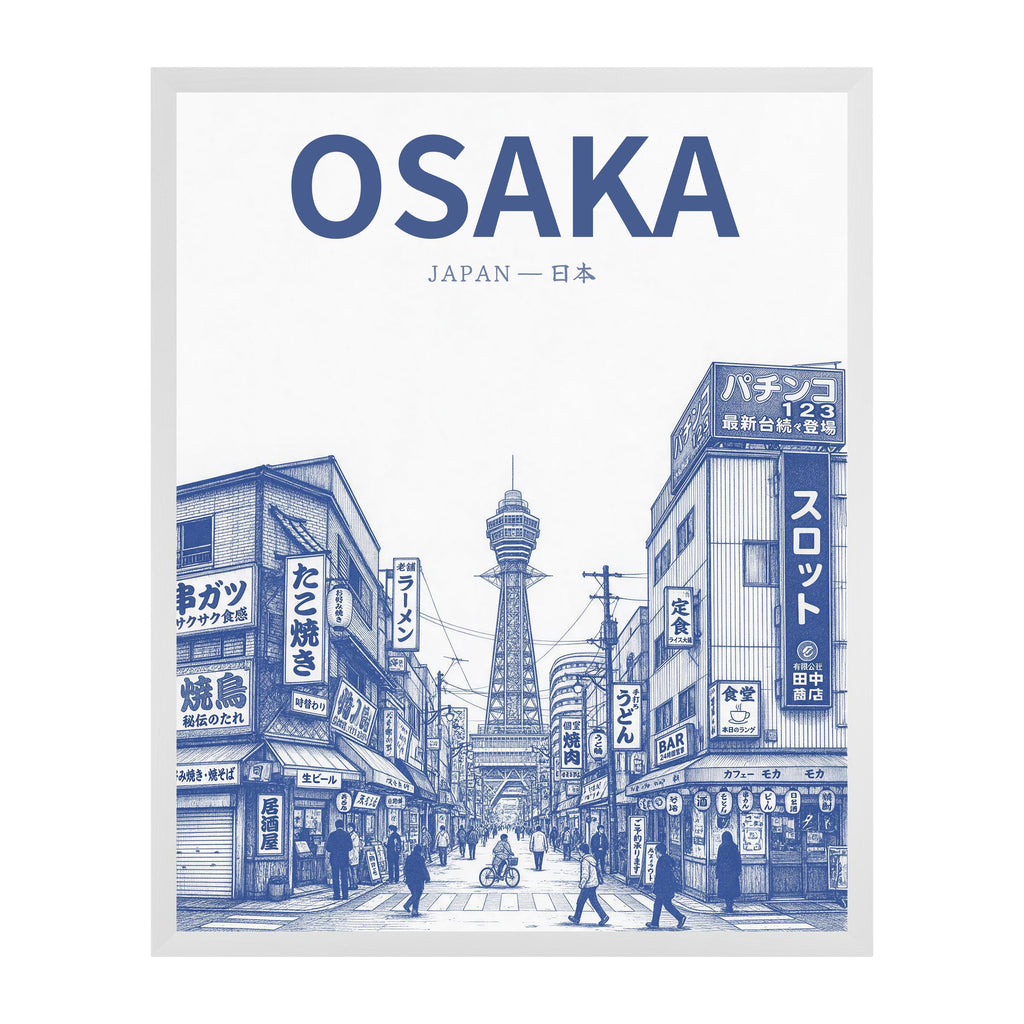 Osaka blue 40x50 cadre blanc