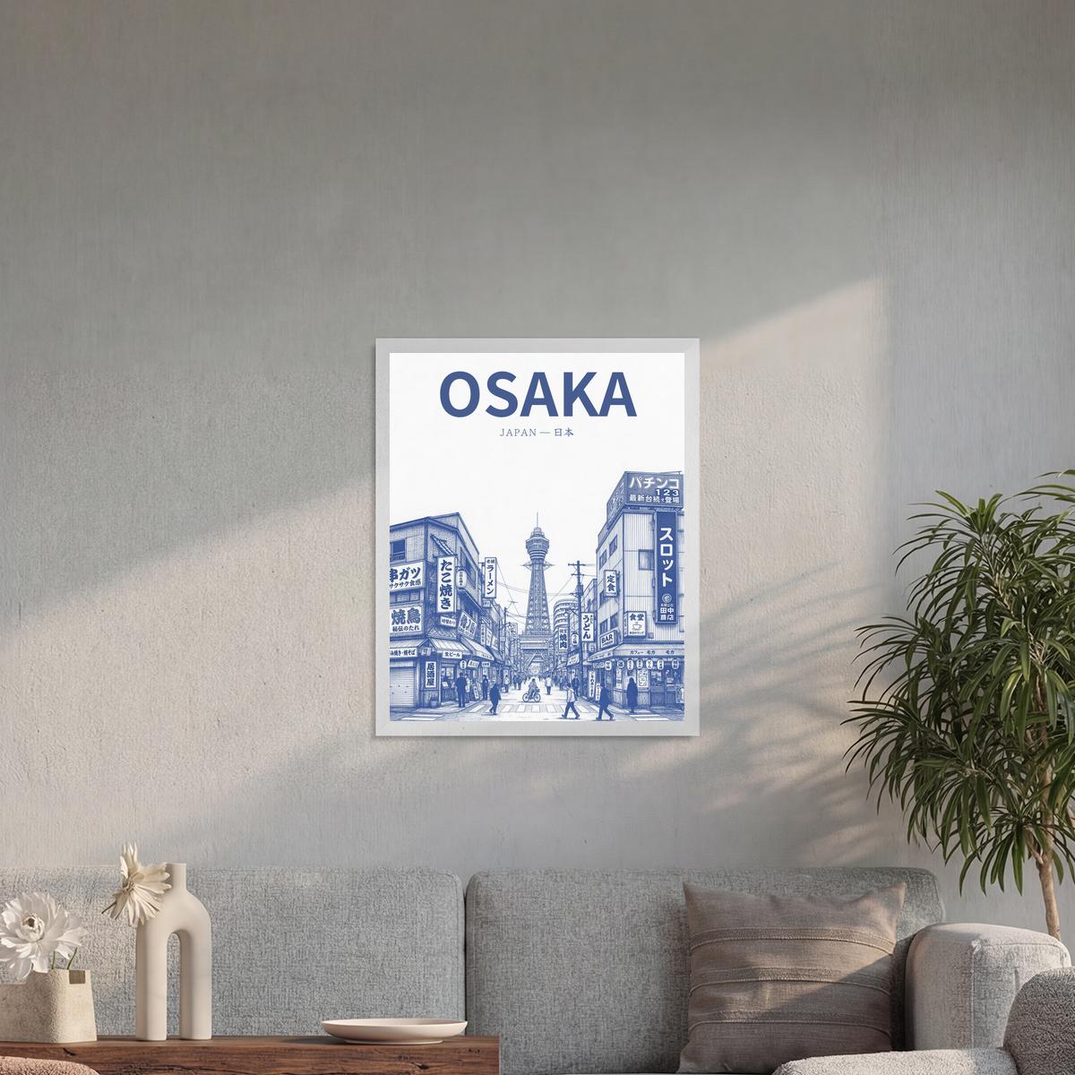 Osaka blue 40x50 cadre blanc