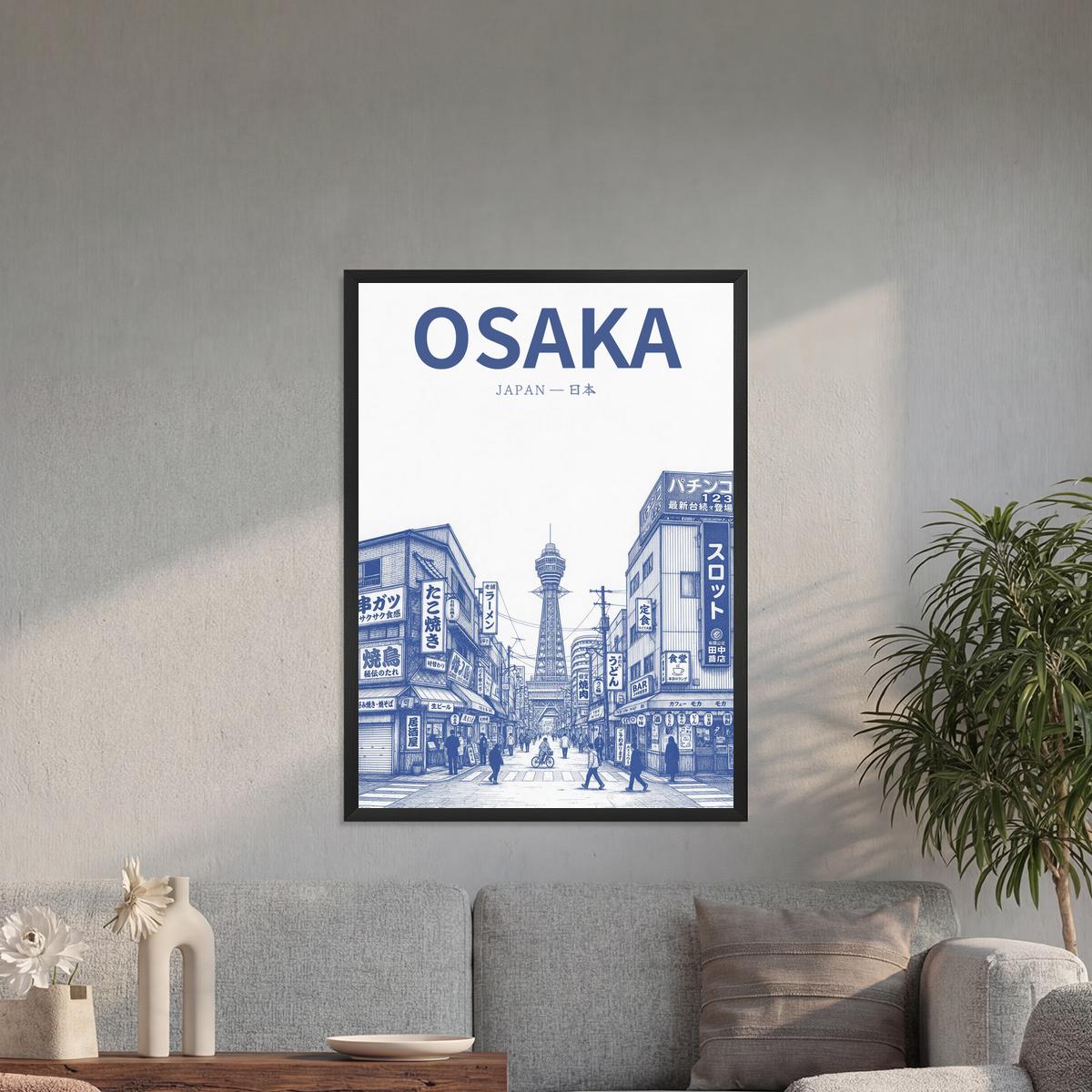 Osaka blue 50x70 cadre noir