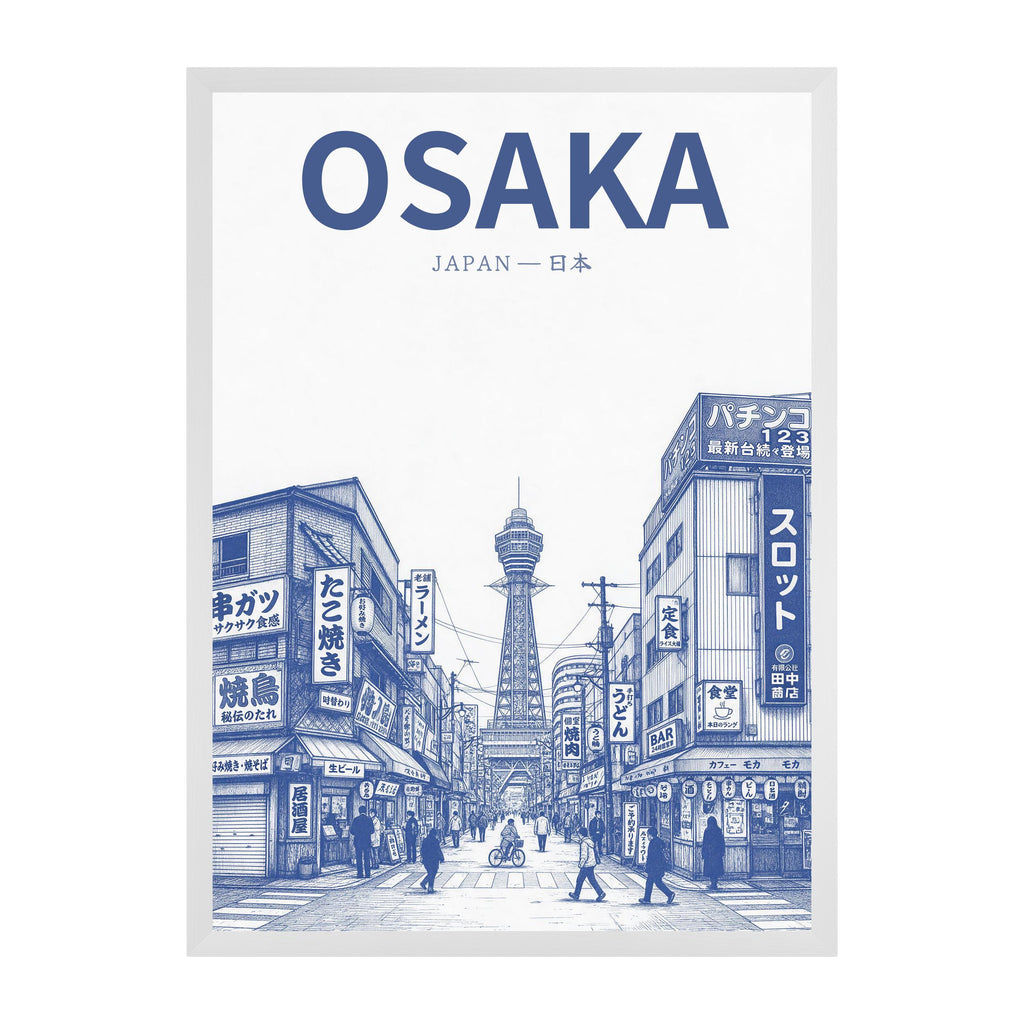 Osaka blue 50x70 cadre blanc