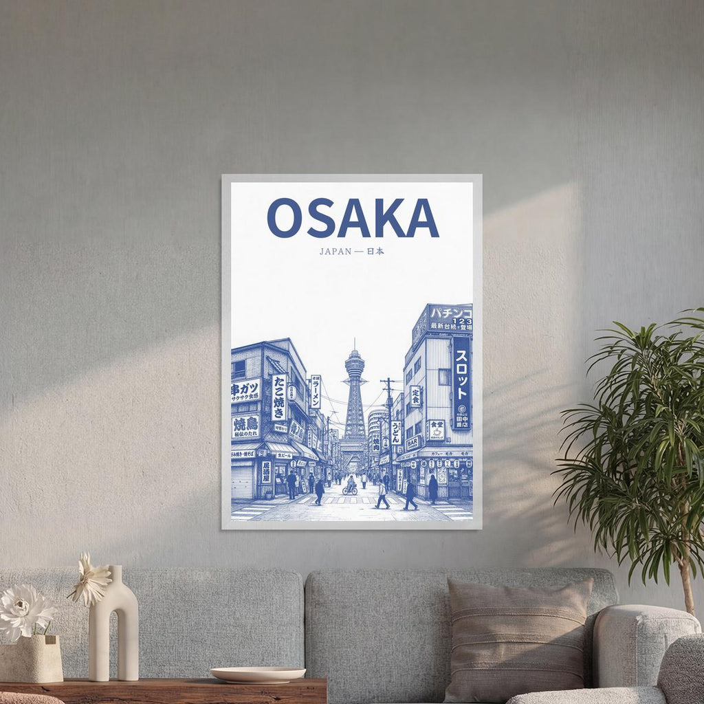 Osaka blue 50x70 cadre blanc