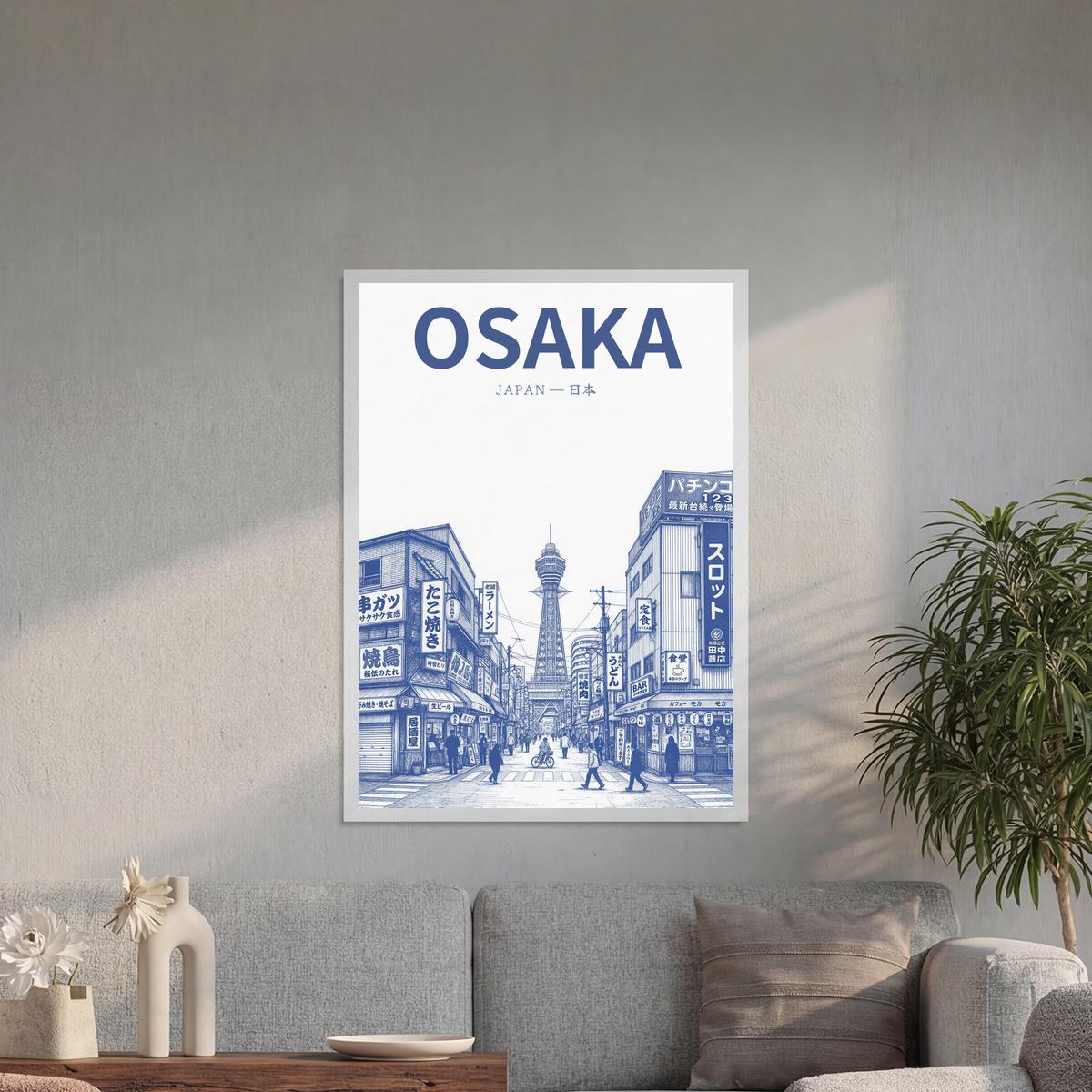 Osaka blue 50x70 cadre blanc