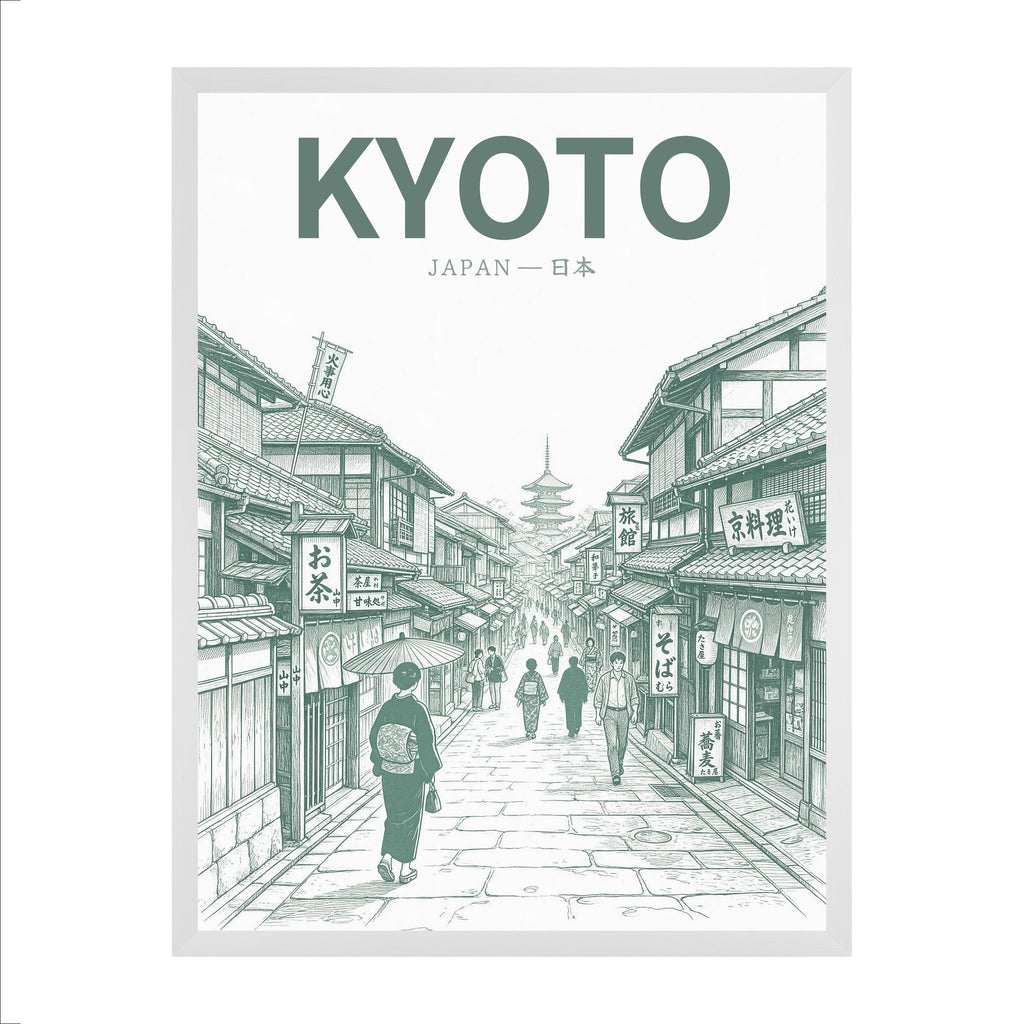 Kyoto Green 30x40 cadre blanc