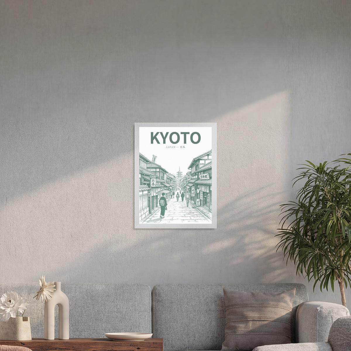 Kyoto Green 30x40 cadre blanc