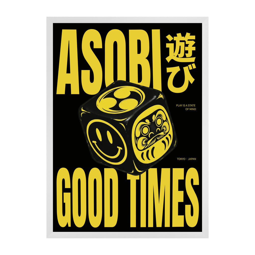 Asobi black 50x70 cadre blanc