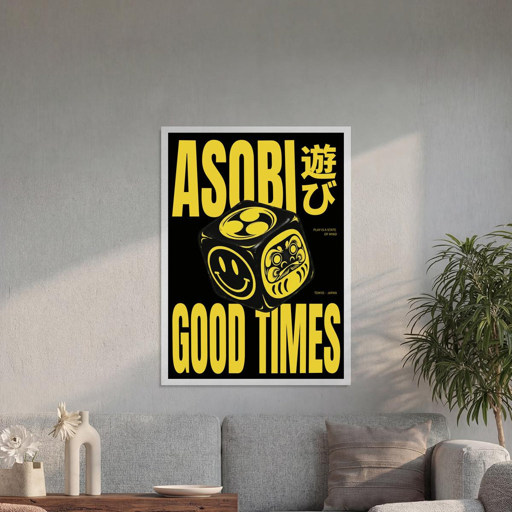 Asobi black 50x70 cadre blanc