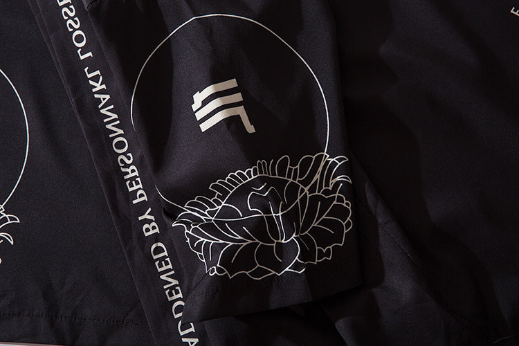 Kimono japonais noir « Lotus » – Style streetwear unisexe