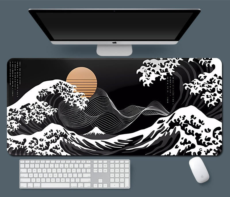Tapis de bureau japonais – Vague d’Hokusai moderne