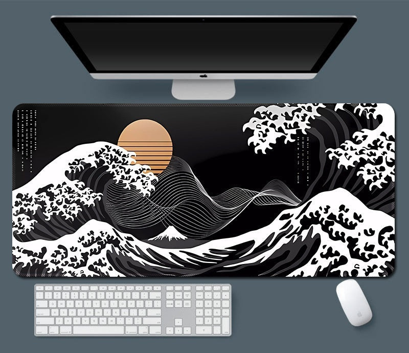 Tapis de bureau japonais – Vague d’Hokusai moderne