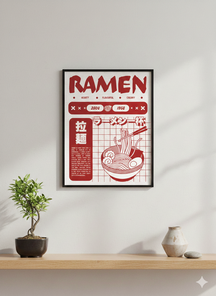 RAMEN — Graphic Japanese Poster (Red Edition)