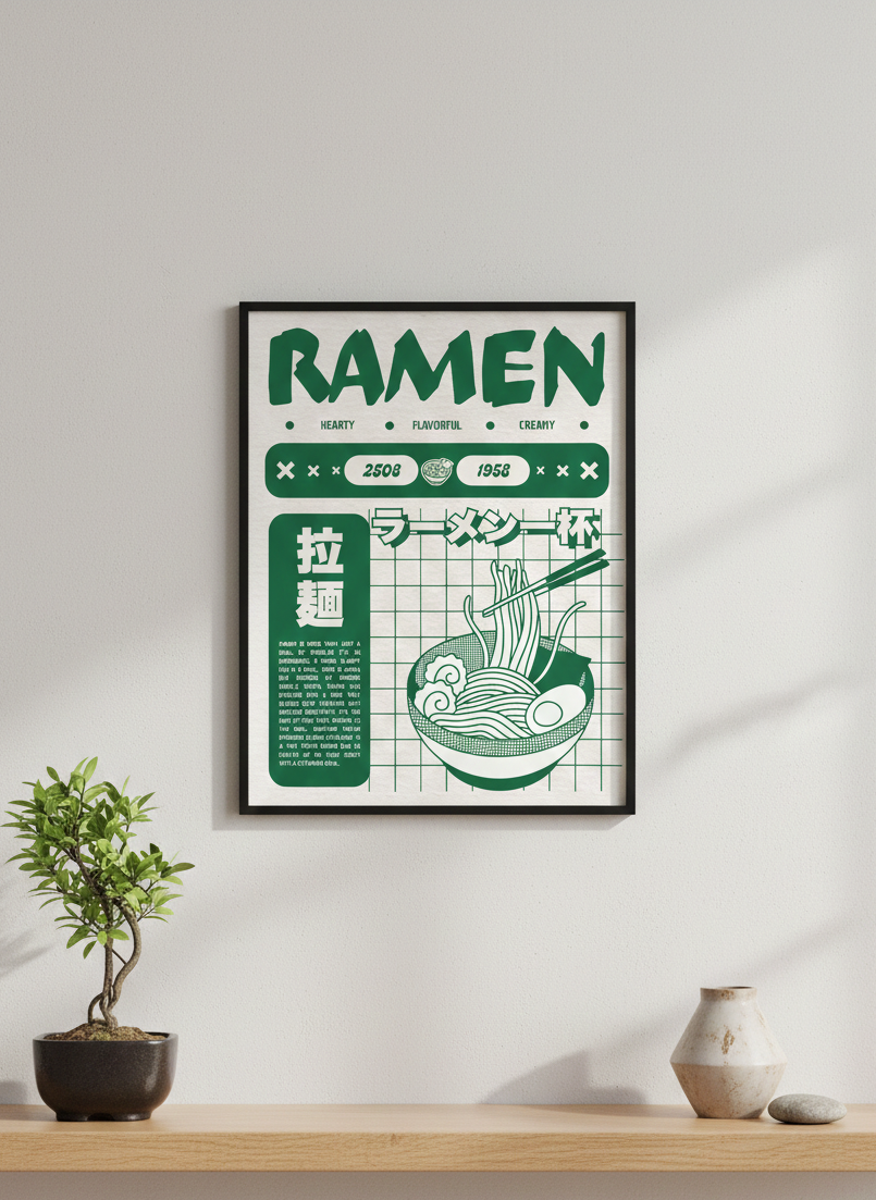 RAMEN — Graphic Japanese Poster (Green Edition)
