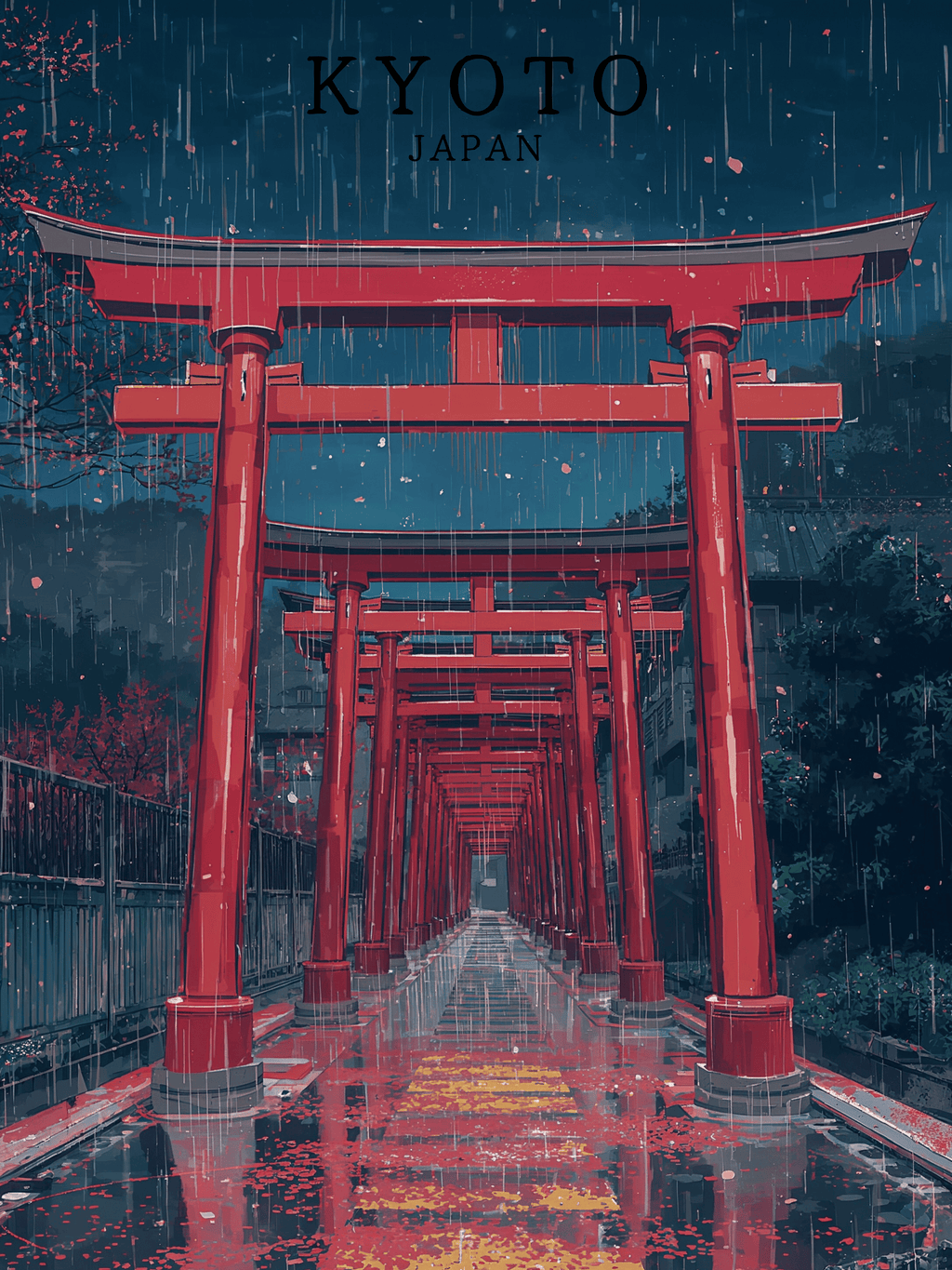 KYOTO — Torii sous la pluie