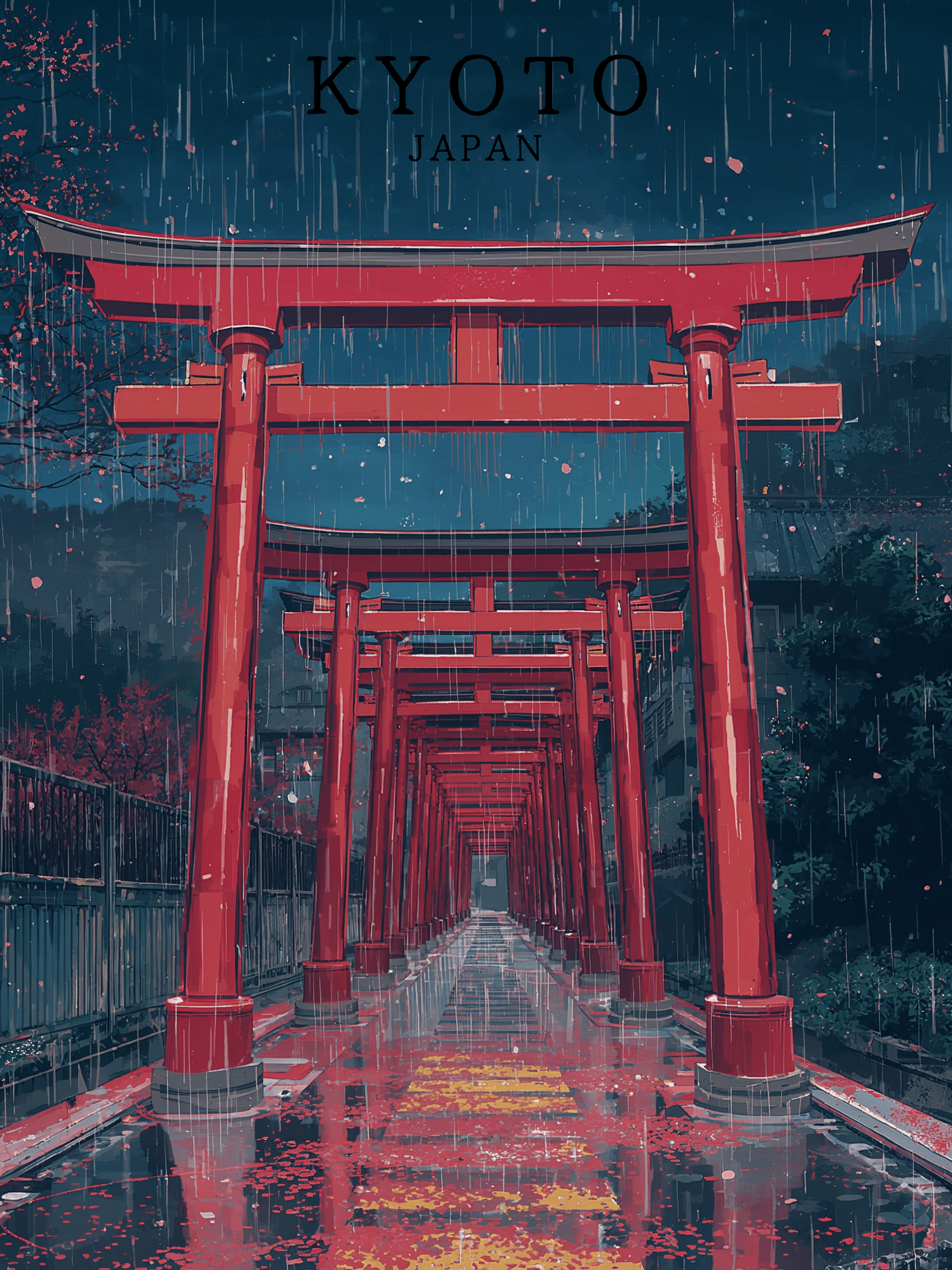 KYOTO — Torii sous la pluie