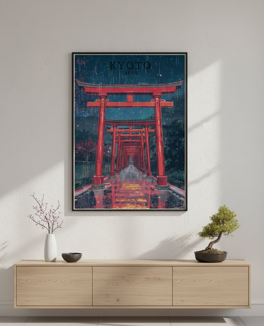 KYOTO — Torii sous la pluie