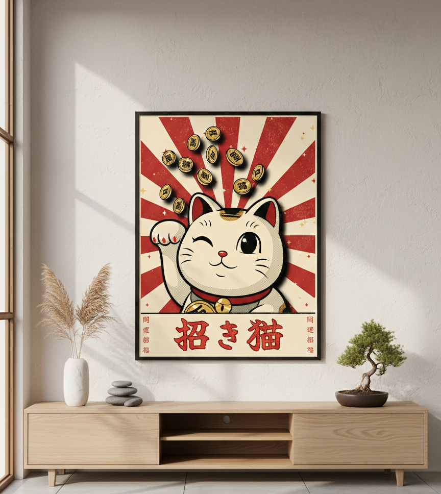MANEKI NEKO — Lucky Cat | Japanese Retro Poster (50*70cm)