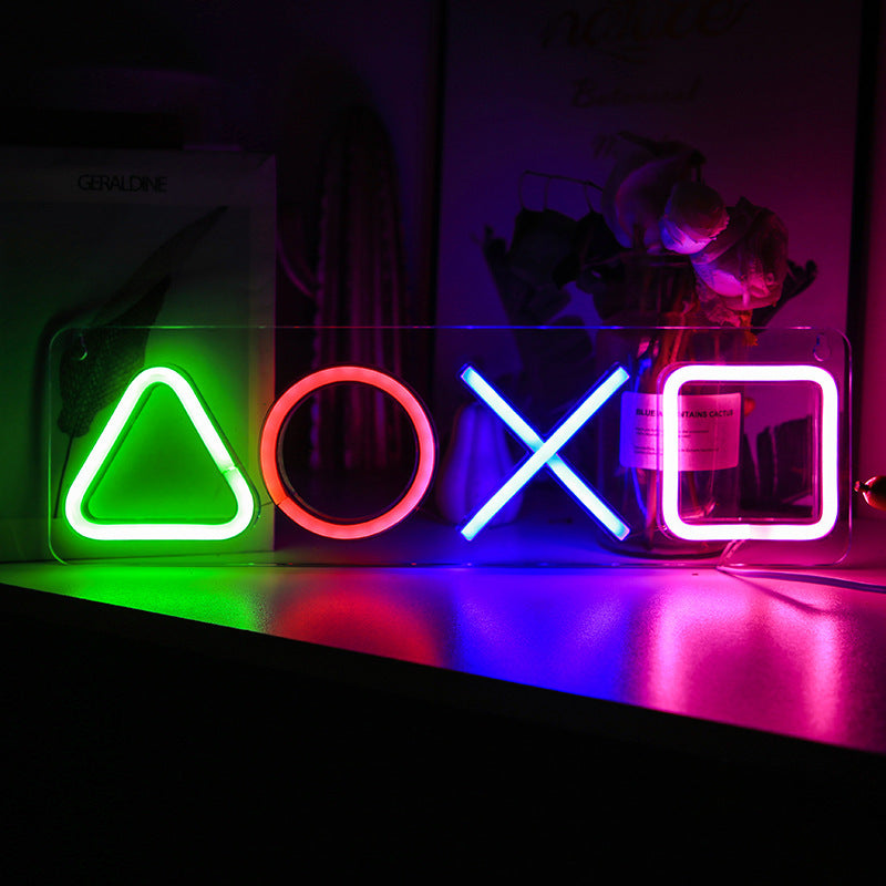 Lampe Néon LED Gaming – Symboles Playstation