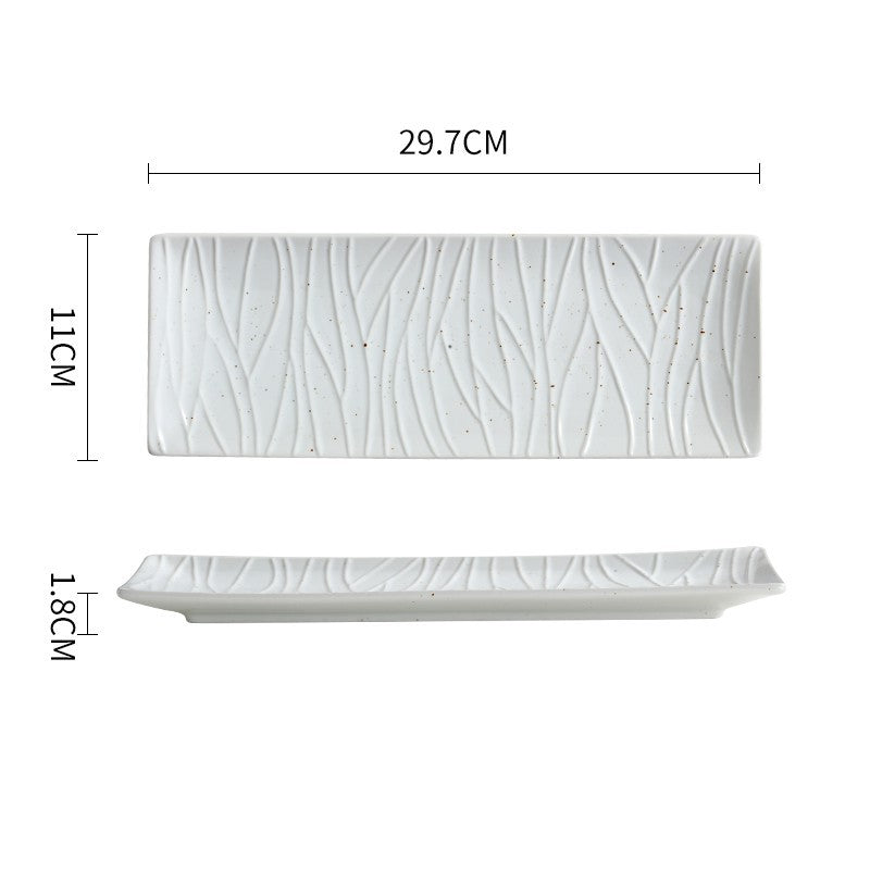 Plat japonais rectangulaire en céramique – Style artisanal pour sushi et repas