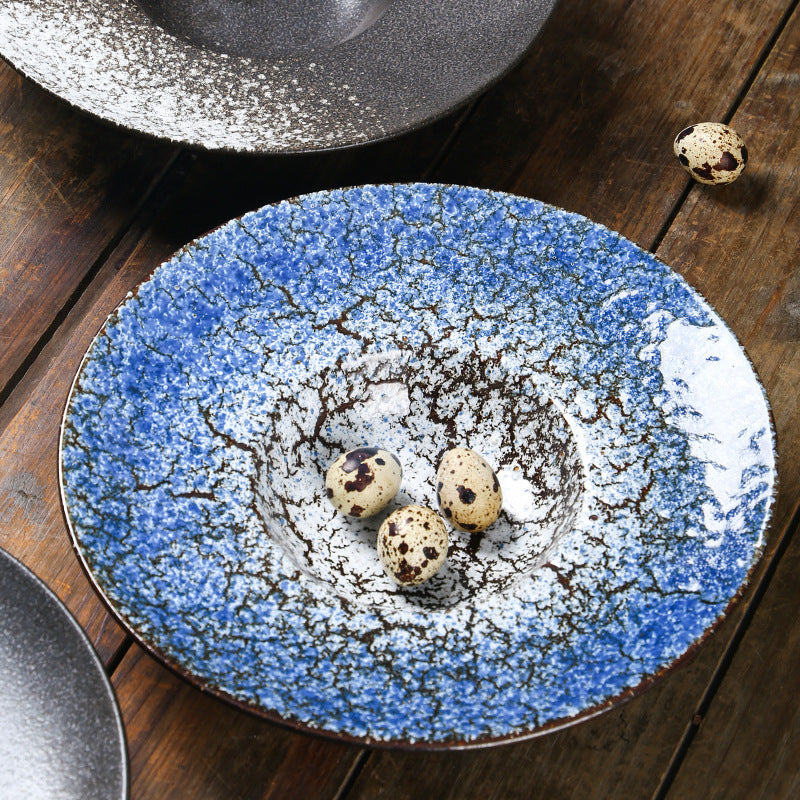 Assiette japonaise creuse en céramique – Collection artisanale “Chapeau de Paille”